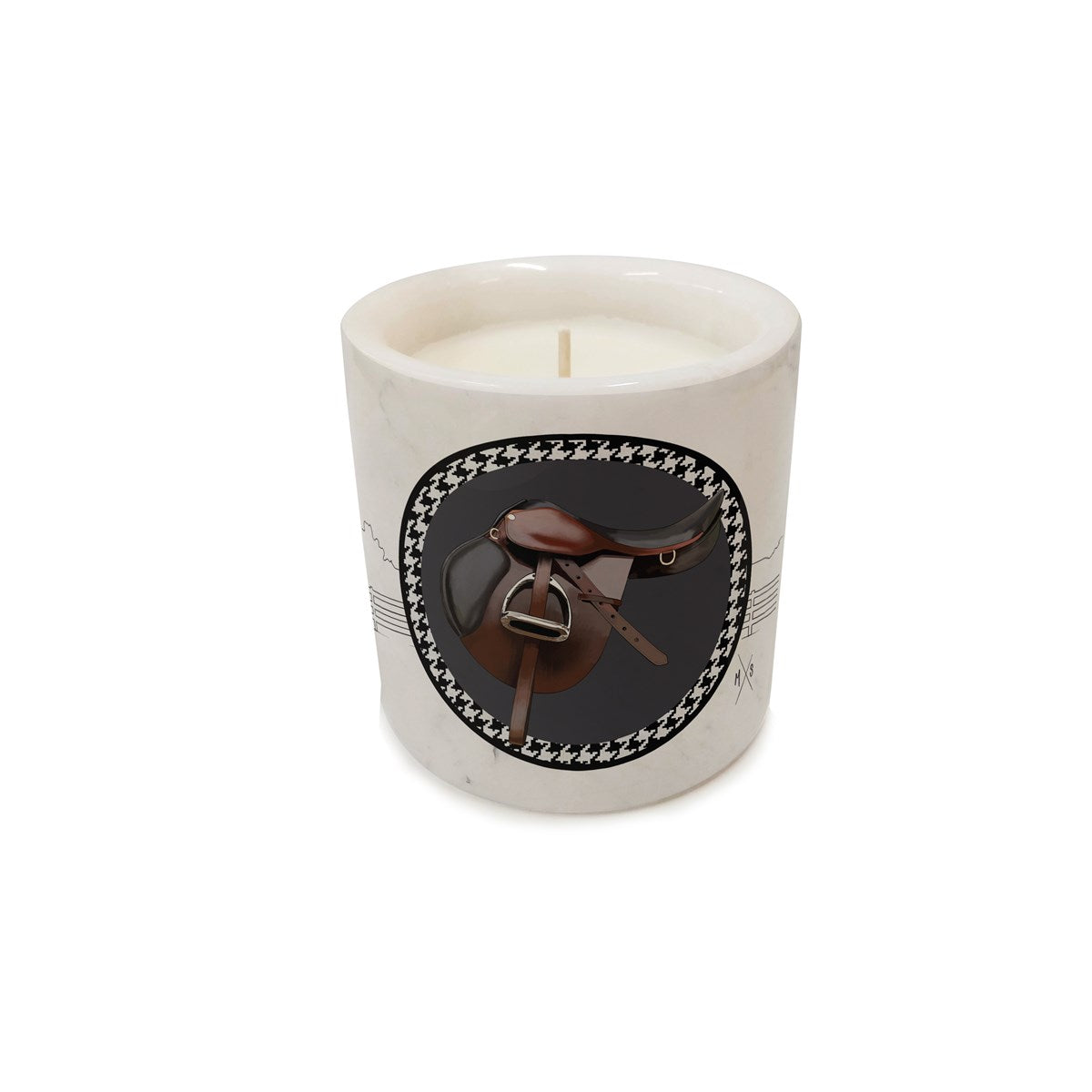 Equestrian Saddle Pattern Marble Candle 3"