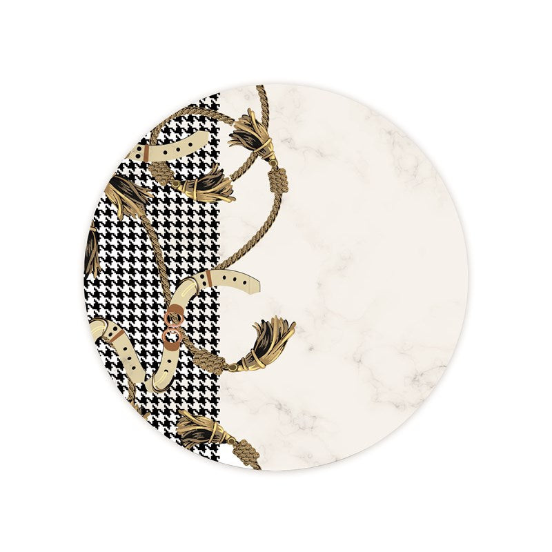 Equestrian Strap Marble Round Cheese Plate