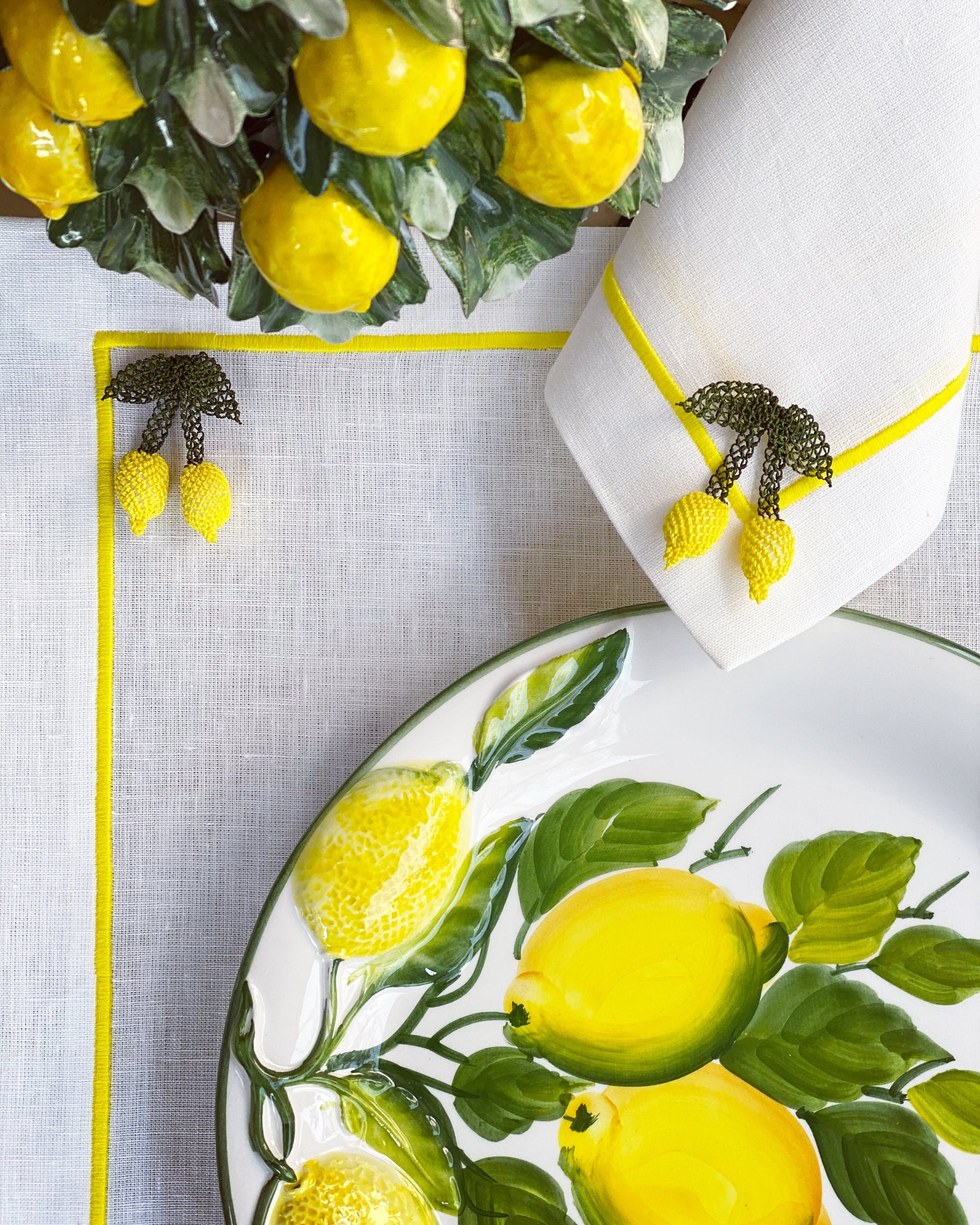 Handmade Lemon Linen Placemats