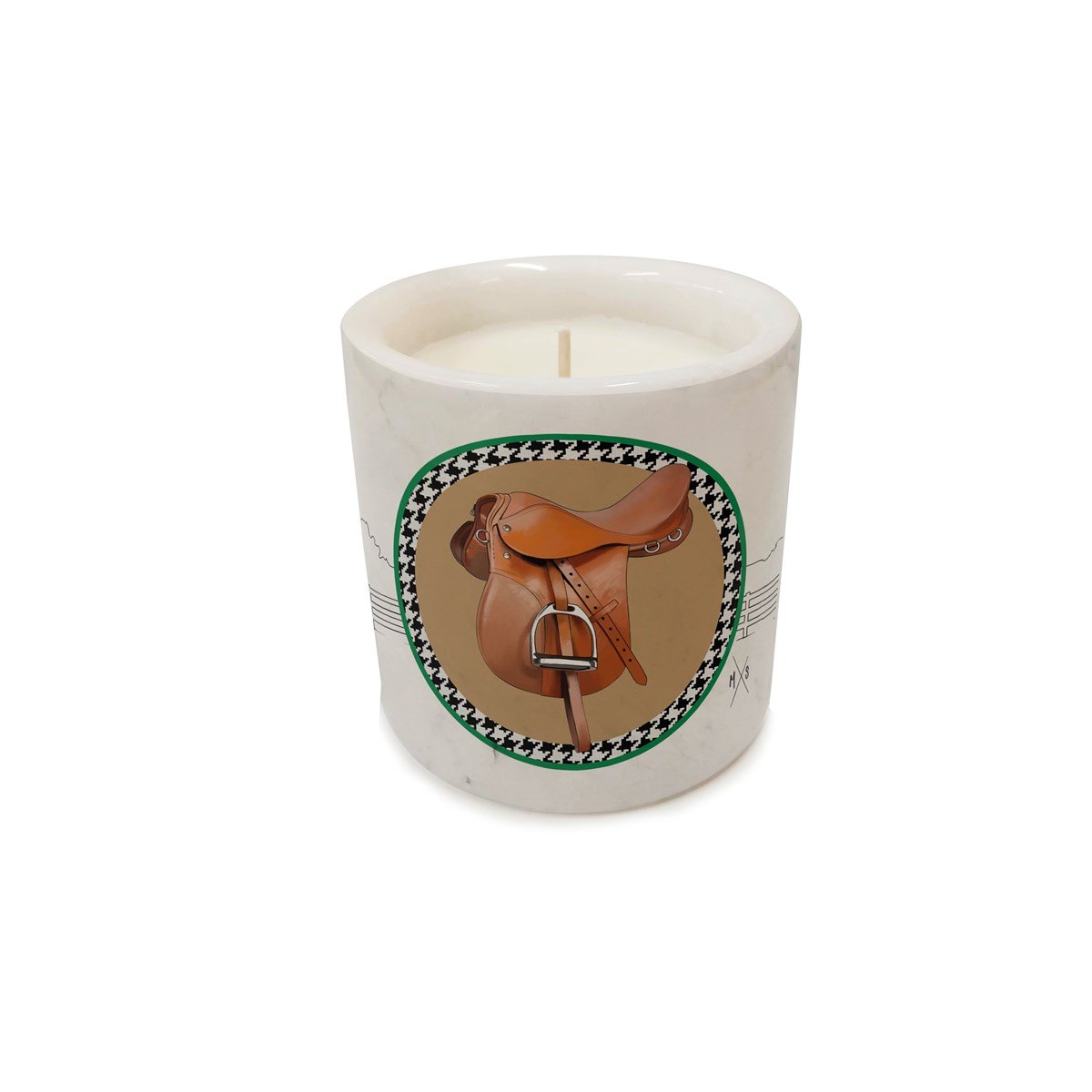 Equestrian Saddle Pattern Marble Candle 3&quot;