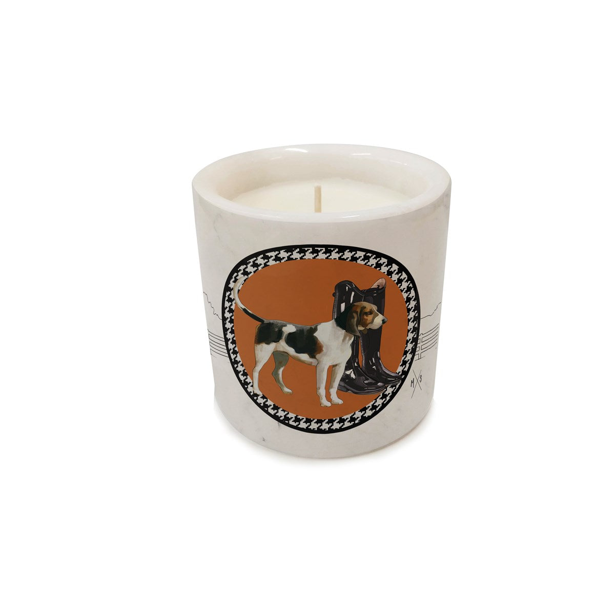 Equestrian Dog Marble Candle 3&#39;&#39;