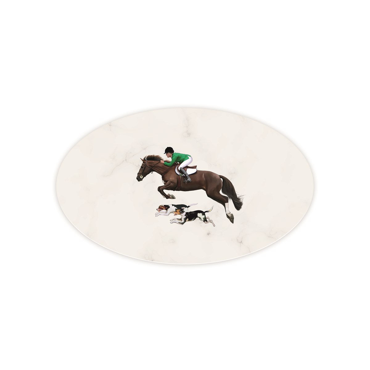Equestrian Horse Marble Cheese Plate Ellipse