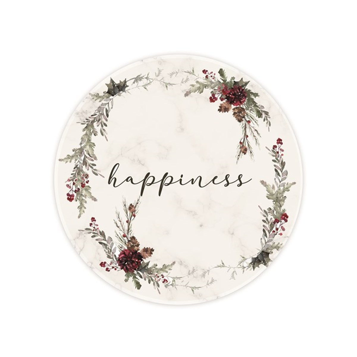 Happiness Marble Round Cheese Plate