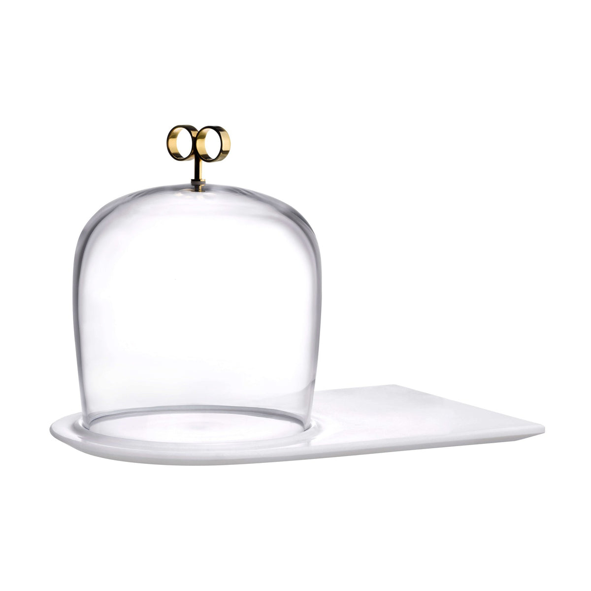 Nude Cupola Cake Dome with Brass Handle and Marble Base